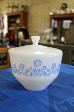 Load image into Gallery viewer, Vintage Federal Glass 1 1/2 Qt Mixing Bowl Blue Floral FEG29