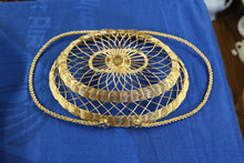 Load image into Gallery viewer, Divided Glasbake Casserole Dish With Gold Metal Basket Baking Dish Serving Dish