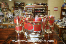 Load image into Gallery viewer, 1950s Jeannette Glass Barware Bacardi Ice Bucket Set
