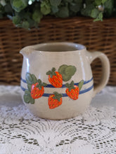 Load image into Gallery viewer, Blue Banded Stoneware Pitcher With Strawberries

