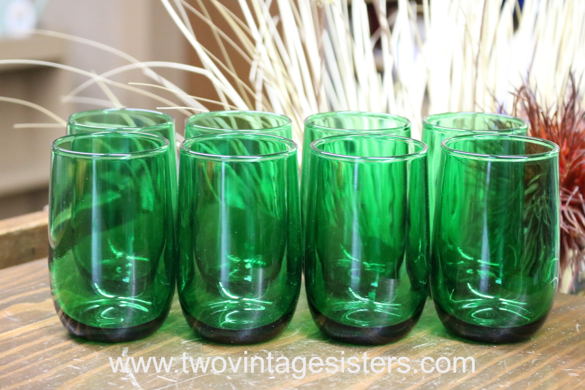 8 oz green drinking glasses Anchor Hocking Green Poly Poly Juice Glasses