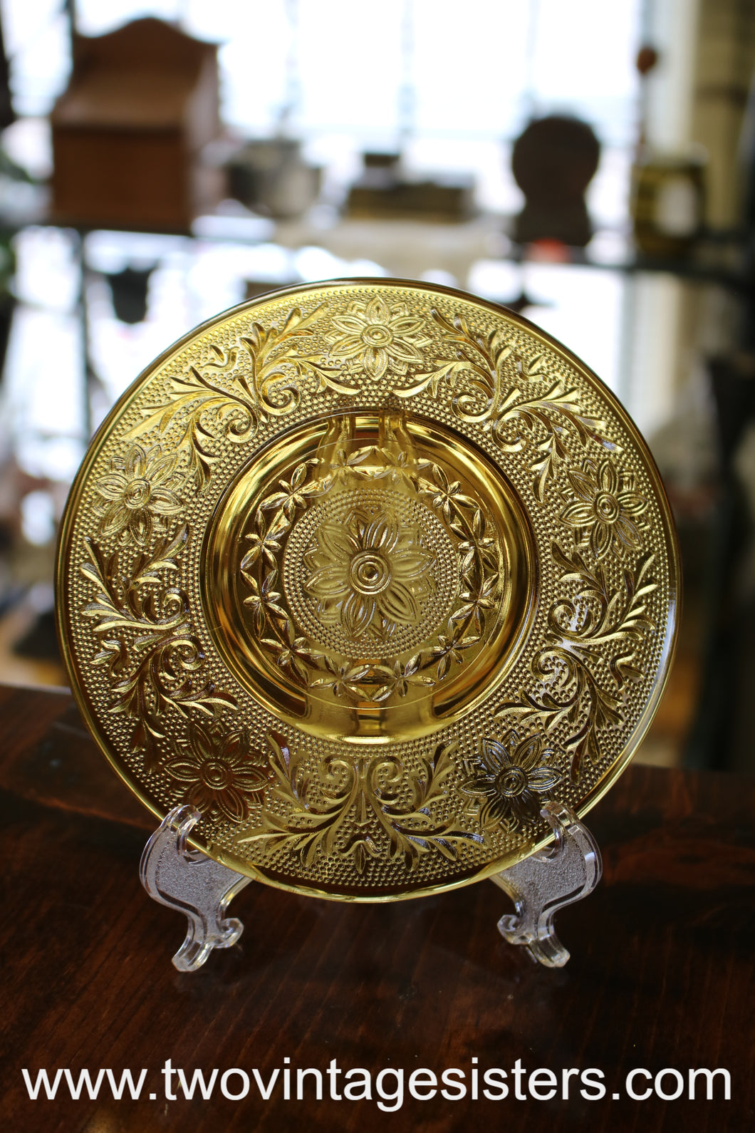 Anchor Hocking Sandwich Desert Gold Footed Saucer