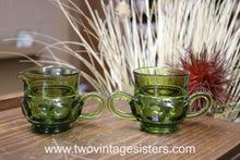 Load image into Gallery viewer, Indiana Glass Green Kings Crown Thumbprint Creamer Sugar
