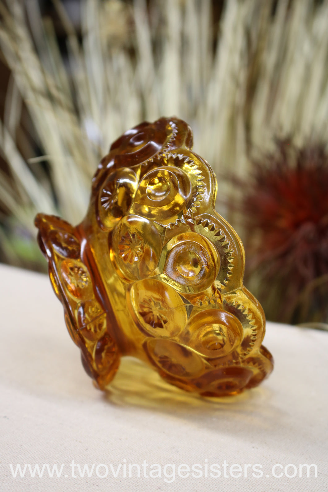 L.E Smith Amber Glass Candy Dish