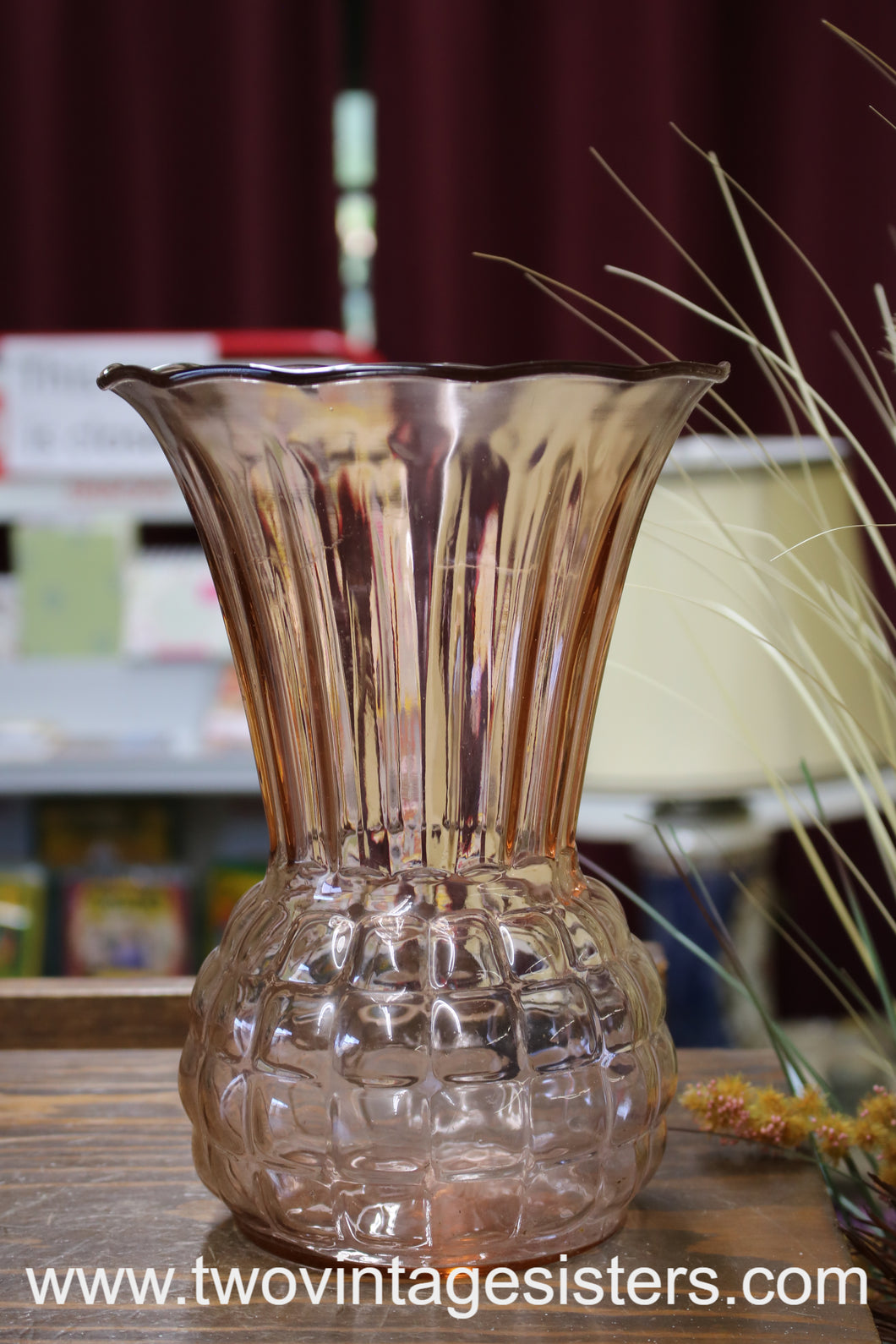 Pink Depression Glass Pineapple Vase