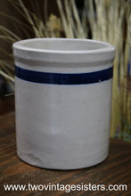 Load image into Gallery viewer, Primitive Roseville Ceramic Crock Blue Stripe - Collectible
