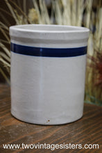 Load image into Gallery viewer, Primitive Roseville Ceramic Crock Blue Stripe - Collectible
