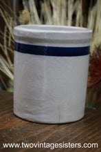 Load image into Gallery viewer, Primitive Roseville Ceramic Crock Blue Stripe - Collectible
