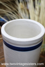 Load image into Gallery viewer, Primitive Roseville Ceramic Crock Blue Stripe - Collectible
