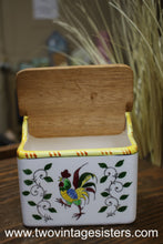 Load image into Gallery viewer, Rooster Ceramic Card Holder Wooden Lid

