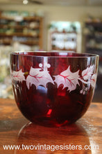 Load image into Gallery viewer, Teleflora Gifts Red Glass Bowl with Etched Leaves
