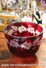 Load image into Gallery viewer, Teleflora Gifts Red Glass Bowl with Etched Leaves
