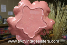 Load image into Gallery viewer, California Pottery Pink Leaf Chip Dip Set Gold Glitter Rim
