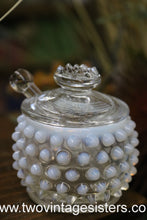 Load image into Gallery viewer, Fenton Hobnail Opalescent Moonstone Creamer Sugar Jam Jar Set
