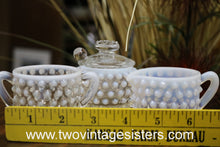 Load image into Gallery viewer, Fenton Hobnail Opalescent Moonstone Creamer Sugar Jam Jar Set
