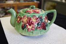 Load image into Gallery viewer, Floral Teapot Red Flowers Green Pot
