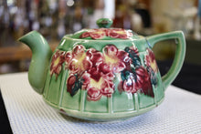 Load image into Gallery viewer, Floral Teapot Red Flowers Green Pot
