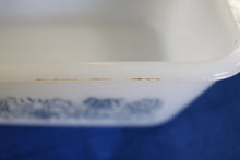 Load image into Gallery viewer, Glasbake J522 White Glass 1 1/2 Quart Loaf Pan Blue Clover Design 
