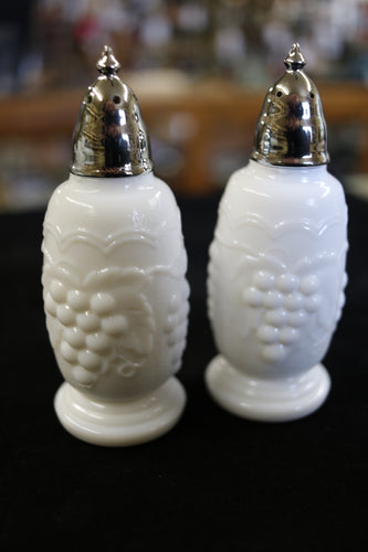 Imperial Milk Glass Grape Pattern Salt & Pepper Shaker