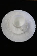 Load image into Gallery viewer, Imperial Milk Glass Grape Pattern Dinner Plate Saucers Cups Set for 8
