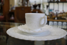 Load image into Gallery viewer, Imperial Milk Glass Grape Pattern Dinner Plate Saucers Cups Set for 8

