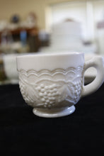 Load image into Gallery viewer, Imperial Milk Glass Grape Pattern Dinner Plate Saucers Cups Set for 8
