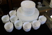 Load image into Gallery viewer, Imperial Milk Glass Grape Pattern Dinner Plate Saucers Cups Set for 8

