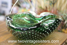 Load image into Gallery viewer, Murano Green Vintage Bubble Glass Ashtray
