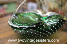 Load image into Gallery viewer, Murano Green Vintage Bubble Glass Ashtray
