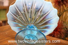 Load image into Gallery viewer, Northwood Beaded Panel Aqua Blue Opalescent Glass Compote
