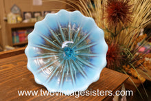 Load image into Gallery viewer, Northwood Beaded Panel Aqua Blue Opalescent Glass Compote
