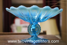 Load image into Gallery viewer, Northwood Beaded Panel Aqua Blue Opalescent Glass Compote
