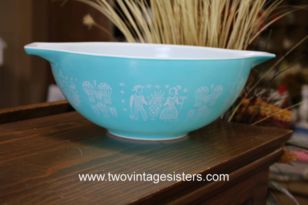 Pyrex Mixing Bowl Cinderella Butterprint Turquoise