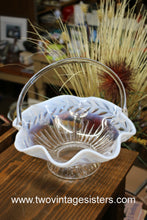 Load image into Gallery viewer, Tiara Glass Ruffled Edge Fruit Basket White Opalescent
