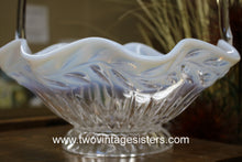 Load image into Gallery viewer, Tiara Glass Ruffled Edge Fruit Basket White Opalescent
