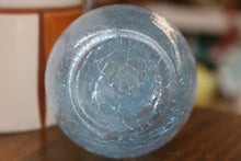Load image into Gallery viewer, Vintage Turquoise Blue Crackle Art Glass Vase Spiral Overlay
