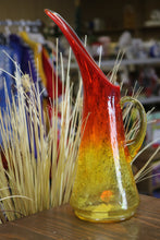 Load image into Gallery viewer, Optic Kanawha Crackle Glass Amberina Orange Vase Pitcher

