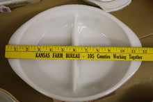 Load image into Gallery viewer, Vintage Glasbake J2352 Milk Glass Oval Divided Serving Baking Dish
