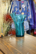 Load image into Gallery viewer, Vintage Turquoise Aqua Turquoise Blue 8 Inch Vase Flared Ruffled Brim
