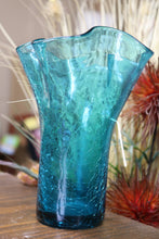 Load image into Gallery viewer, Vintage Turquoise Aqua Turquoise Blue 8 Inch Vase Flared Ruffled Brim
