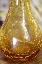 Load image into Gallery viewer, Vintage Amber Crackle Glass Pitcher 8&quot; Ruffled Brim Vase
