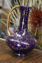 Load image into Gallery viewer, Vintage Guaranteed 22k Gold Royal Purple Floral Mini Pitcher Creamer USA Pottery

