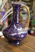 Load image into Gallery viewer, Vintage Guaranteed 22k Gold Royal Purple Floral Mini Pitcher Creamer USA Pottery
